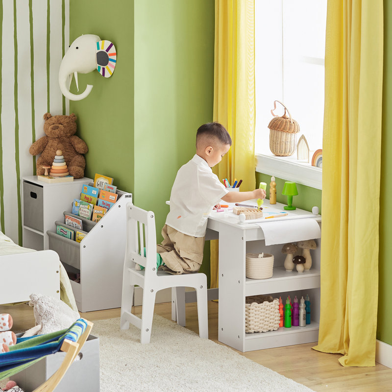 Guthki Kids 2 Piece Rectangular Play Or Activity Table and Chair Set, White