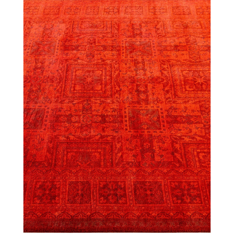 Tapis orange foncé surdimensionné de conception unique 4 pi 2 po x 6 pi 5 po