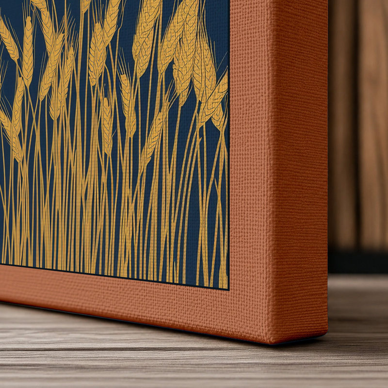 Golden Wheat Fields Minimalist - Wrapped Canvas, 30x20 - 76.2 x 50.8 cm, Terracotta Border