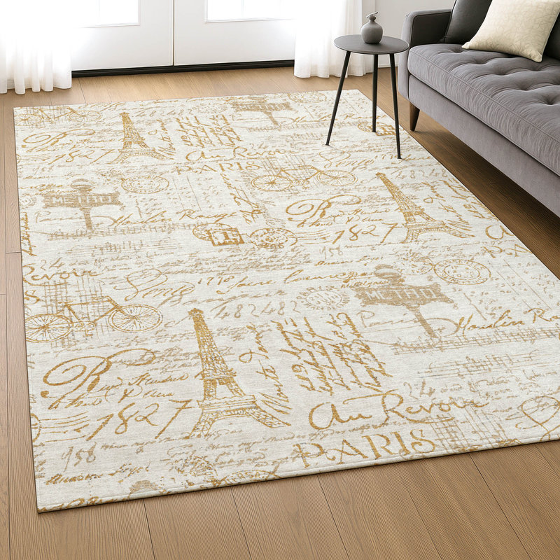 Tapis de qualité supérieure lavable à la machine Mayfield AMF2209, Doré, 2 pi 6 po x 3 pi 10 po