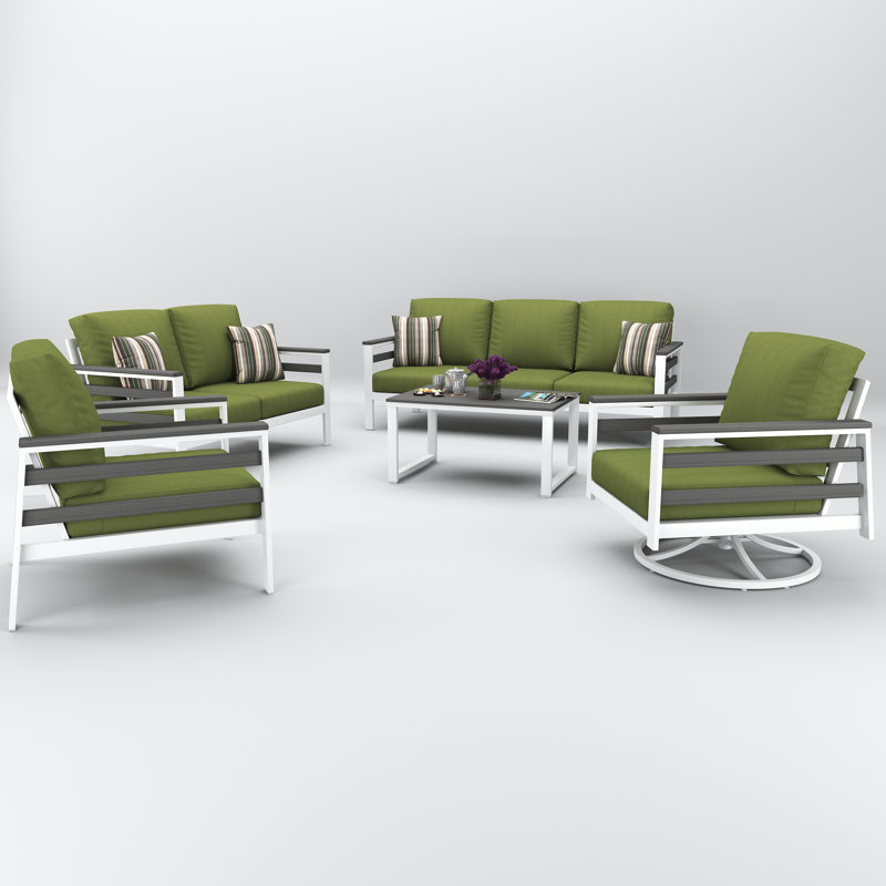 Ensemble de conversation avec coussins Sunbrella pour 7 personnes Townsend, Coriandre Spectrum, Gris