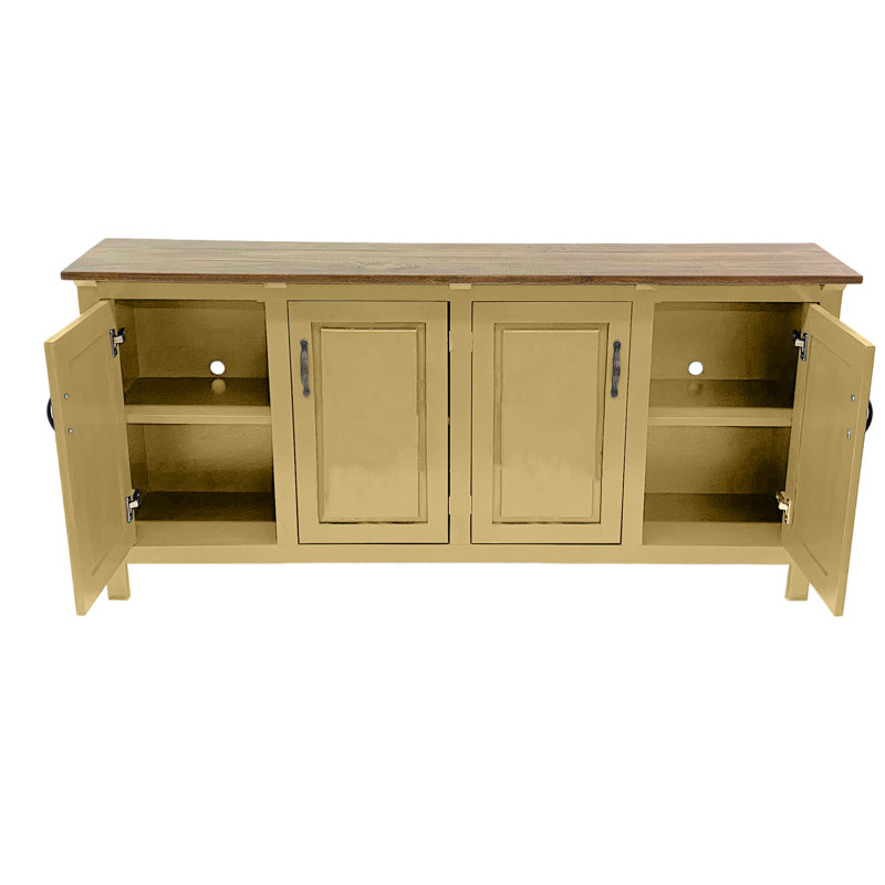Modern Solid Wood Sideboard Buffet, Cupola Yellow, 35" H x 80" W x 18" D