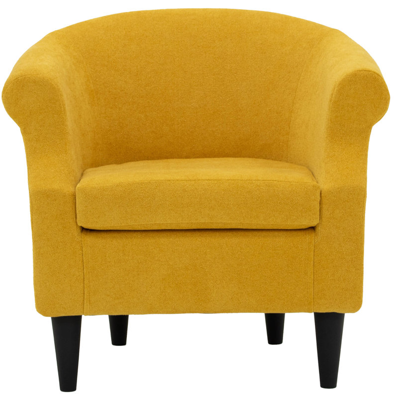 Fauteuil demi-tonneau en polyester Adea, Jaune souci Chloe