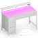 Linze Computer Desk w/ Monitor Shelf, RGB LED Lights, USB Ports & Drawers