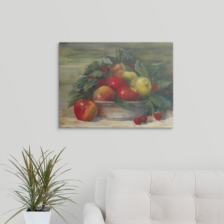 «Apples and Holly» - reproduction, H 18 po x l 24 po x P 1,5 po, Toile