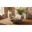 Coupe décorative moderne sur pied en marbre pour la cuisine - Élément de décoration contemporain et sophistiqué pour une table basse - 20 cm, beige et ivoire