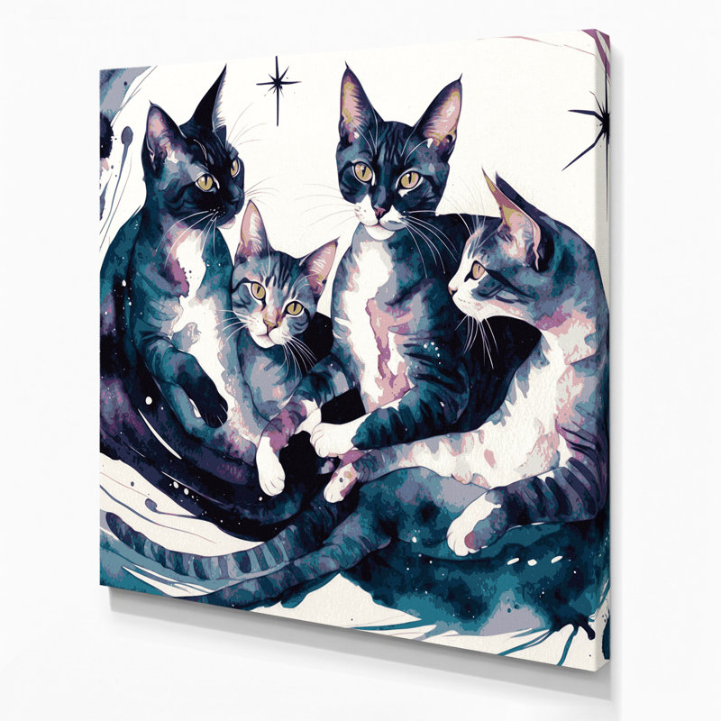 «Cats Manx», toile sur toile grise, H 12 po x l 12 po