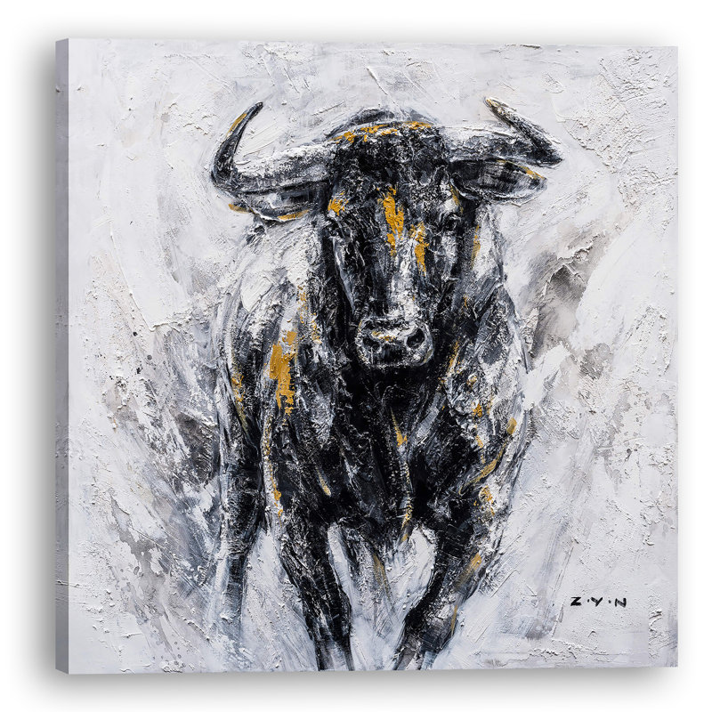 Fearless Ox - peinture sur toile tendue, H 40 po x l 40 po x P 1,5 po