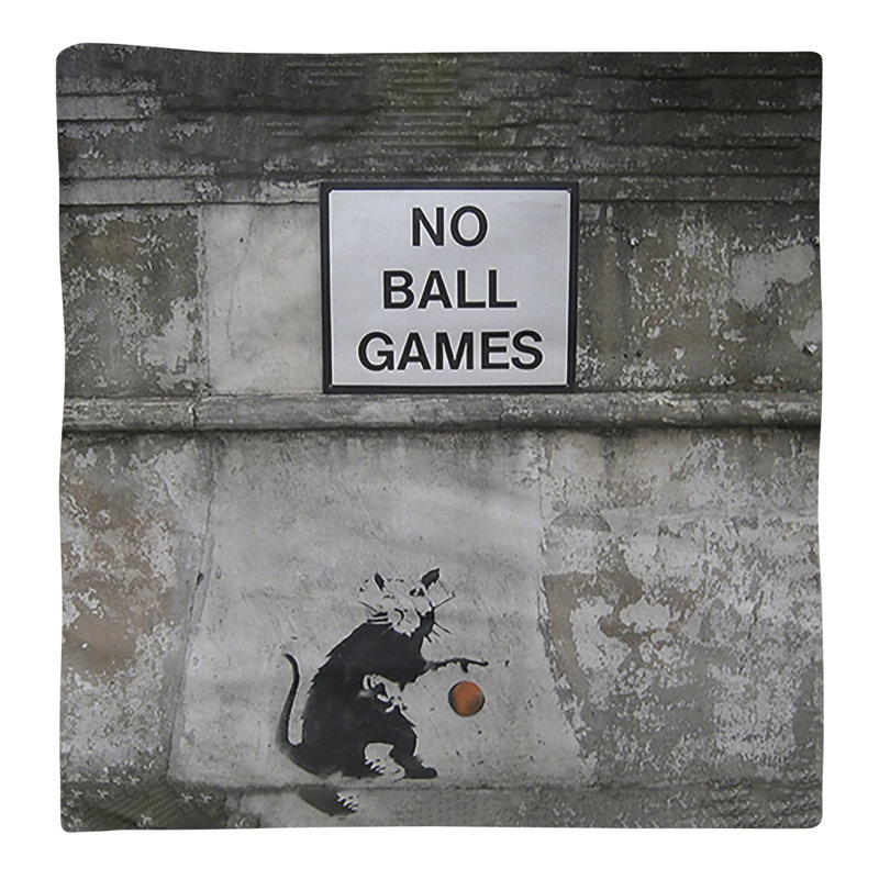Banksy Graffiti No Pattern Square Napkin, 10" x 10", Poly Twill