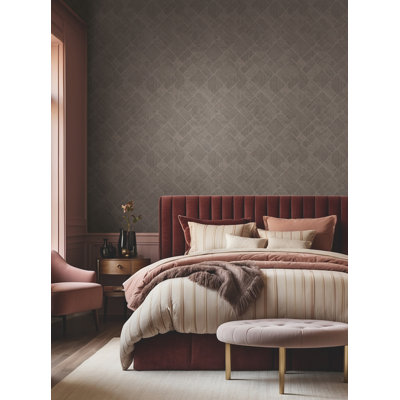 Marquetry Taupe Tile Wallpaper