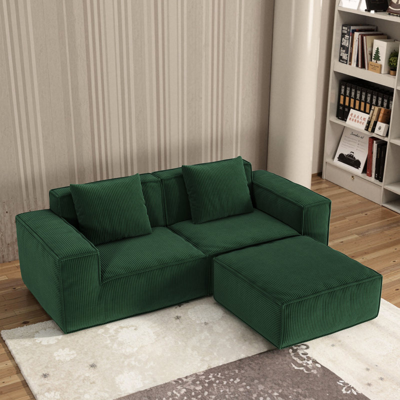 Lit modulaire à 3 places, velours en velours côtelé doux, configuration flexible, éponge haute densité, assise plus profonde, mousse idéale pour la détente dans le salon, sans assemblage, petits espaces