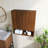 Wall-Mounted Striped Bathroom Cabinet, With Doors, Shelf And Open Storage Compartment, Drak Walnut Woodgrain Color-2052129273