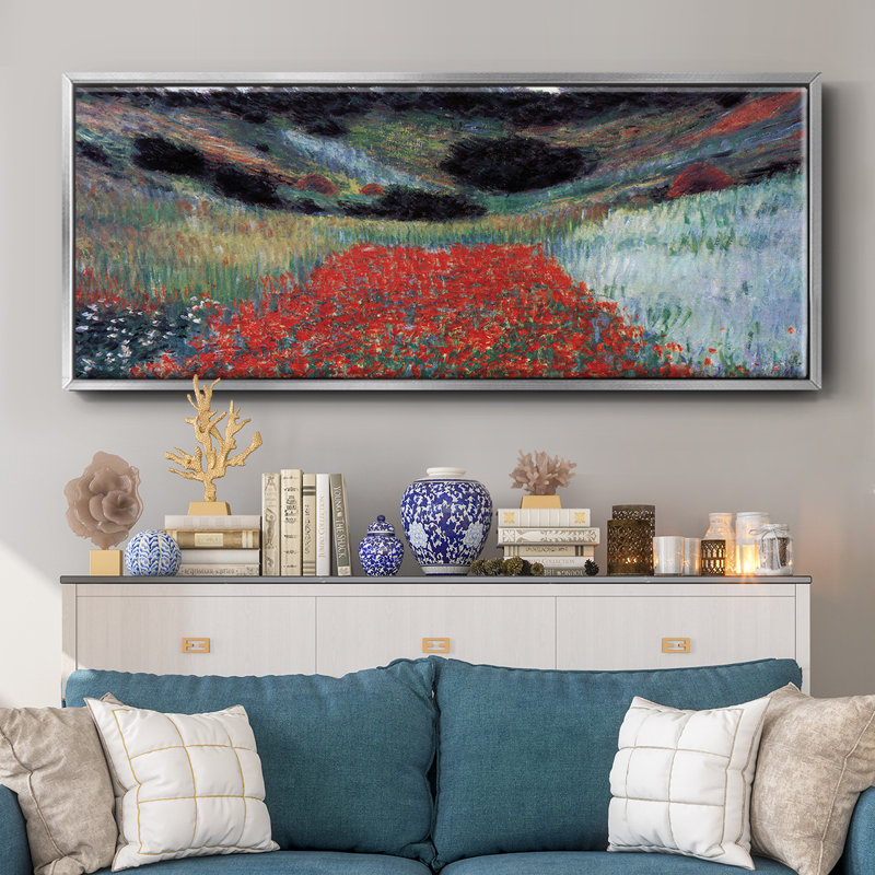 Champ de coquelicots à Giverny par Monet, Argent, H 24 po x l 60 po x P 1,5 po
