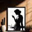 Art encadré noir rétro, une belle et sexy femme fume un cigare, reproductions d'art encadrées de style rétro-1797068960