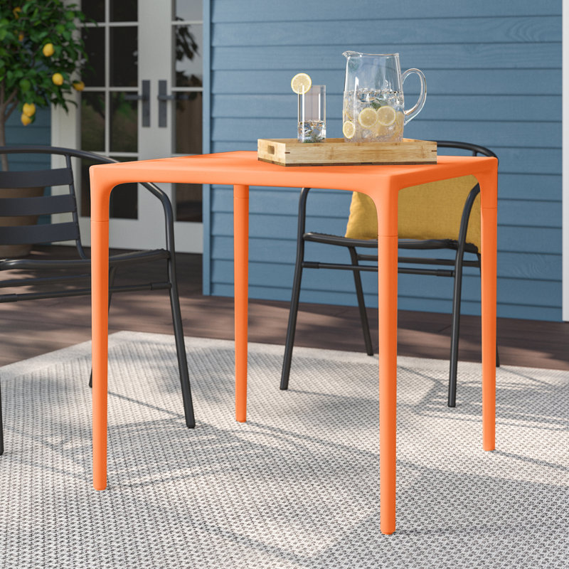 Del Mesa Square Outdoor Dining Table , 28.3'' in. W 28.3'' in. D, Orange