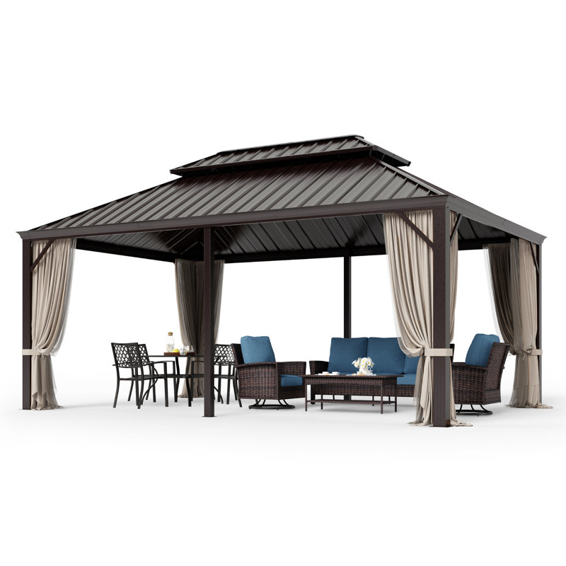 Hardtop Double-Roofed Aluminum Patio Gazebo, 18' x 12'