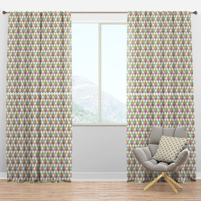 Retro Geometric Design VIII - Mid-Century Velvet Curtain - Room darkening - 1 panel