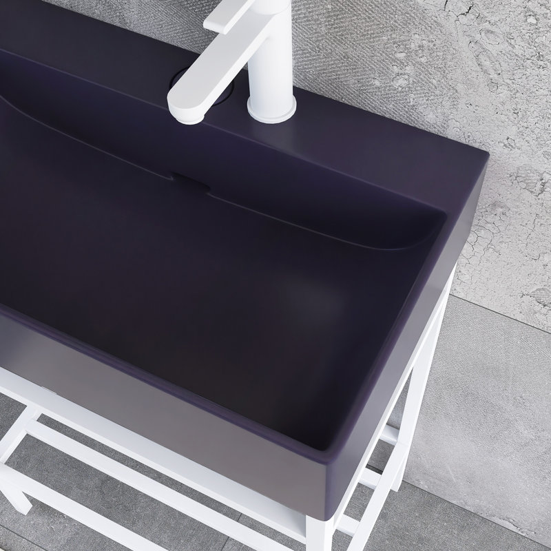 Meuble-lavabo 24 po avec lavabo en céramique, Blanc, Mauve