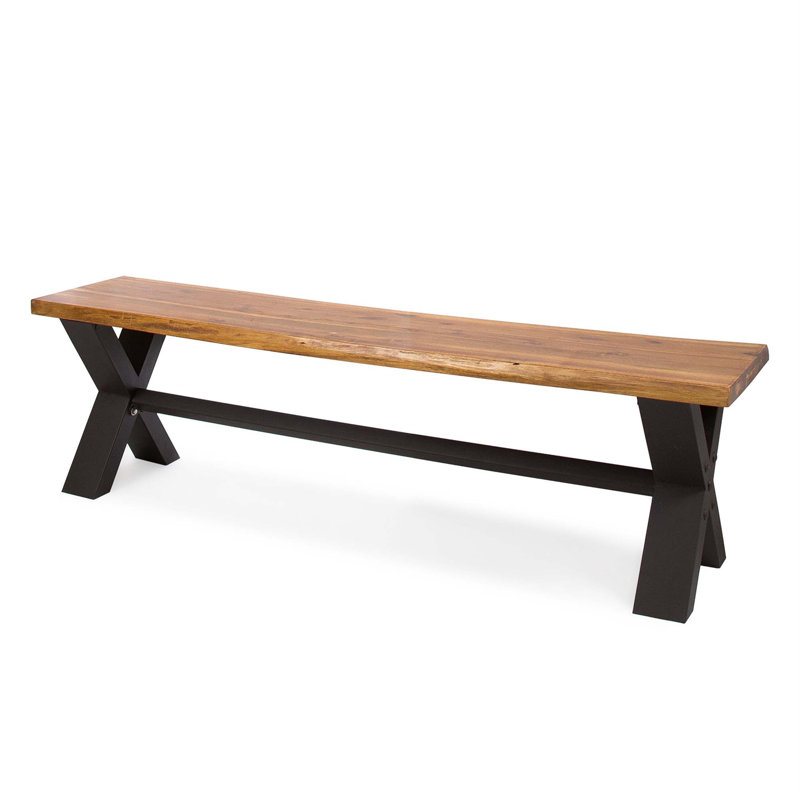 Sustainable Acacia Wood Outdoor Dining Bench in Teak Finish