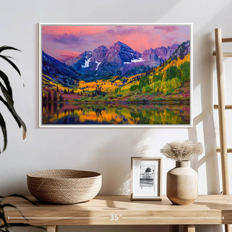 Beauté d'automne Maroon Bells, Cadre flottant blanc, 25 po x 17 po