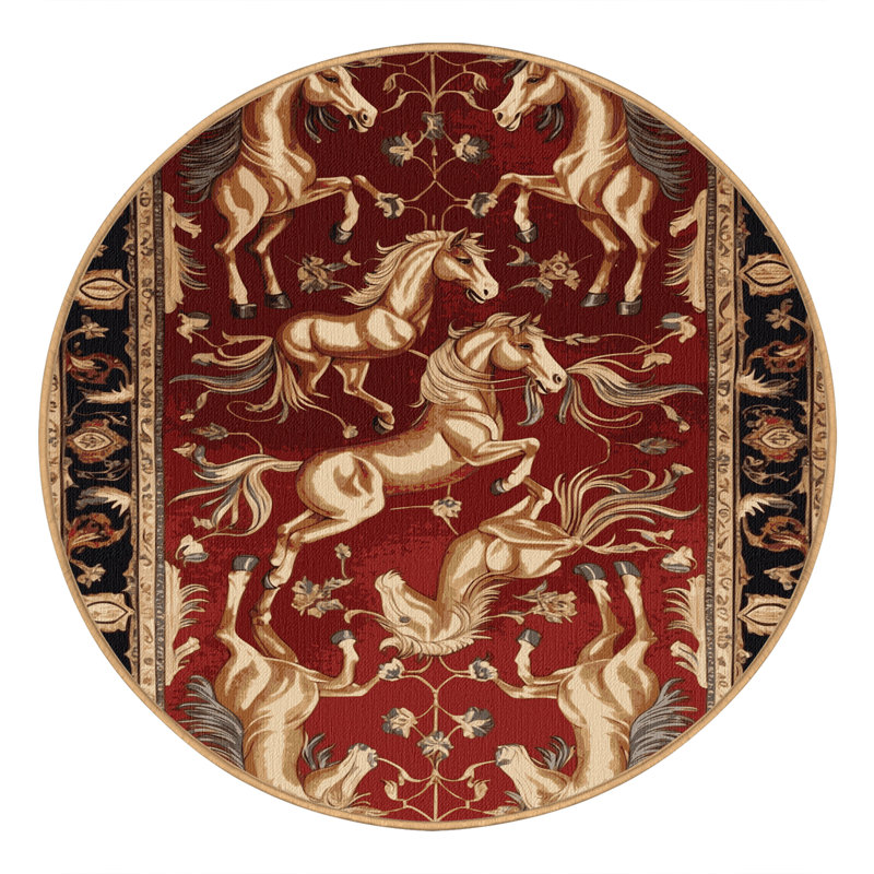 Tapis brun lavable à la machine, Rond 8 pi
