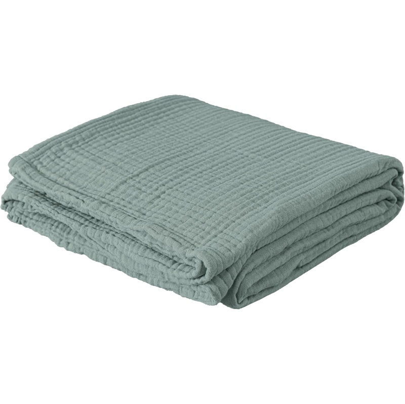 Airy Lightweight 4 Layer Cotton Muslin Blanket, King, Sage Green