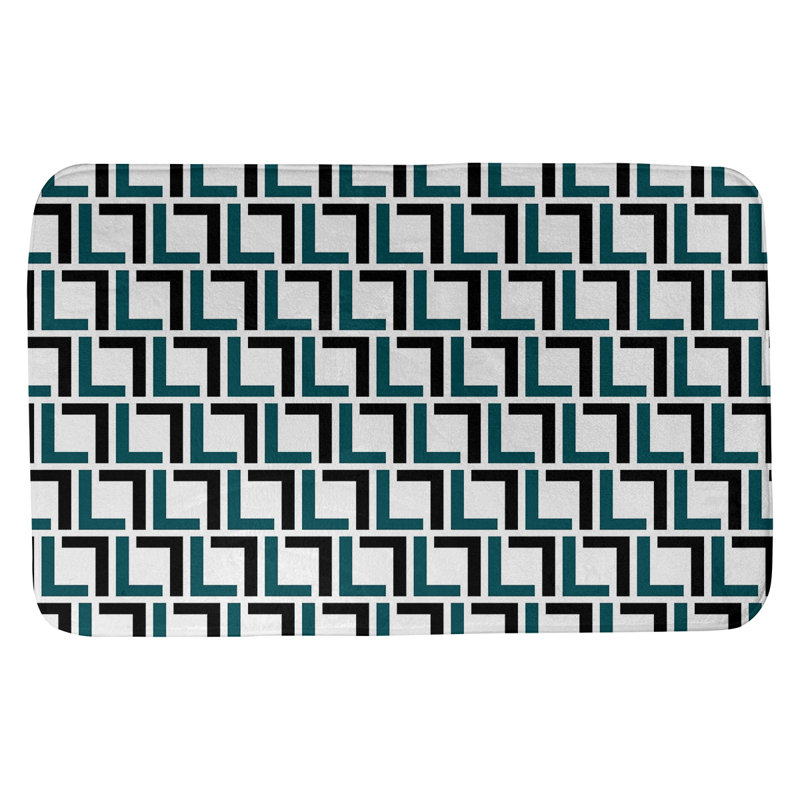 Tapis pour salle de bain Baltimore, l 17 po x L 24 po, Blanc / vert minuit / noir