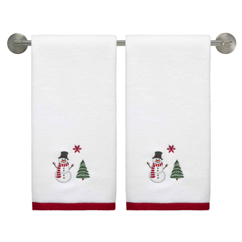 The Holiday Aisle® Winter Snowman 2-Pack Hand Towel Set