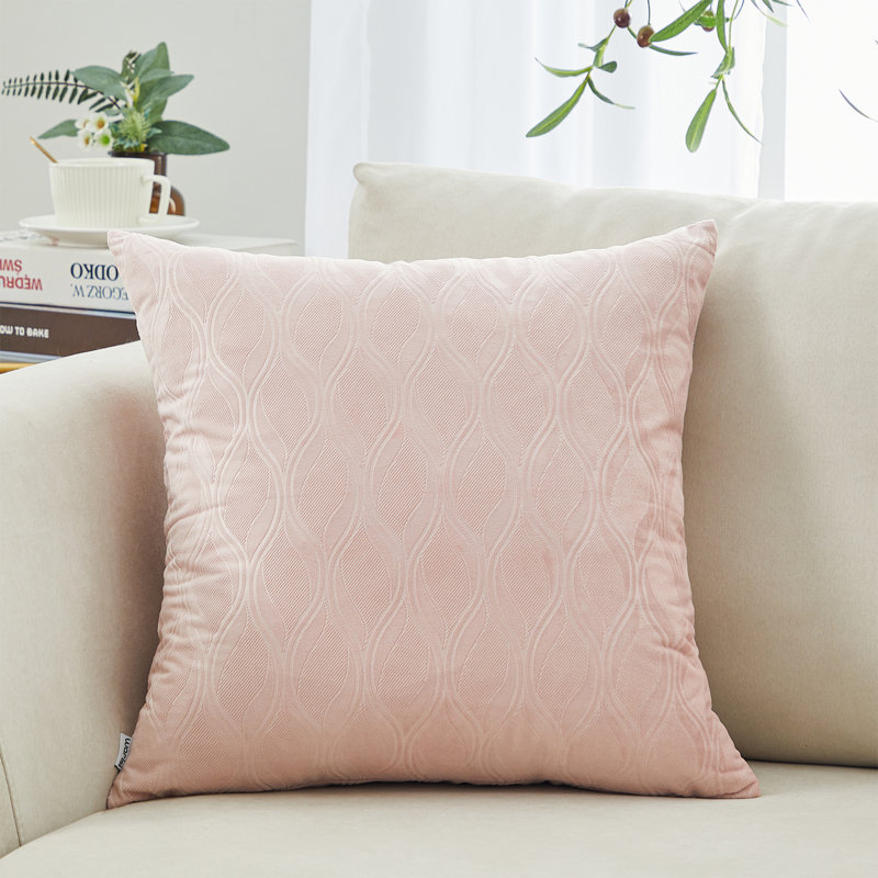 Velvet Ocean waves Velvet Geometric Throw Pillow, Pink