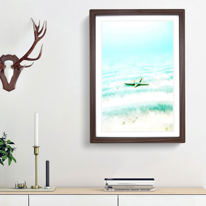 Starfish on the Seabed in Abstract - Picture Frame Graphic Art Print, Walnut Framed, 48cm H x 36cm W x 2cm D