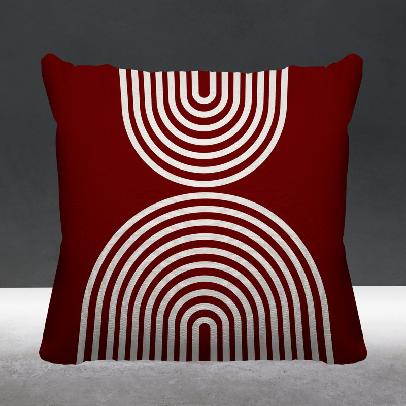 Coussin décoratif intérieur / extérieur Hali, L 15 po x H 15 po, Rouge