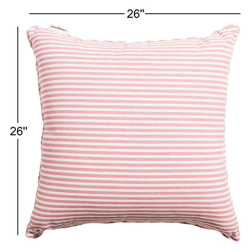 THROW PILLOW - EURO- LAURENS PINK STRIPE, Pink, 26"H x 26"W