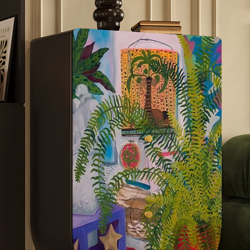 Armoire de rangement en bois massif Abstract Art