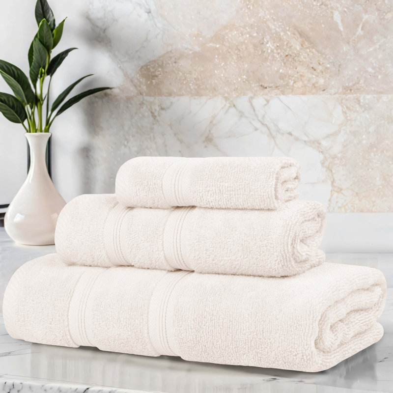 Superior Smart Dry 100% Cotton 3-Piece Towel Set, Ivory
