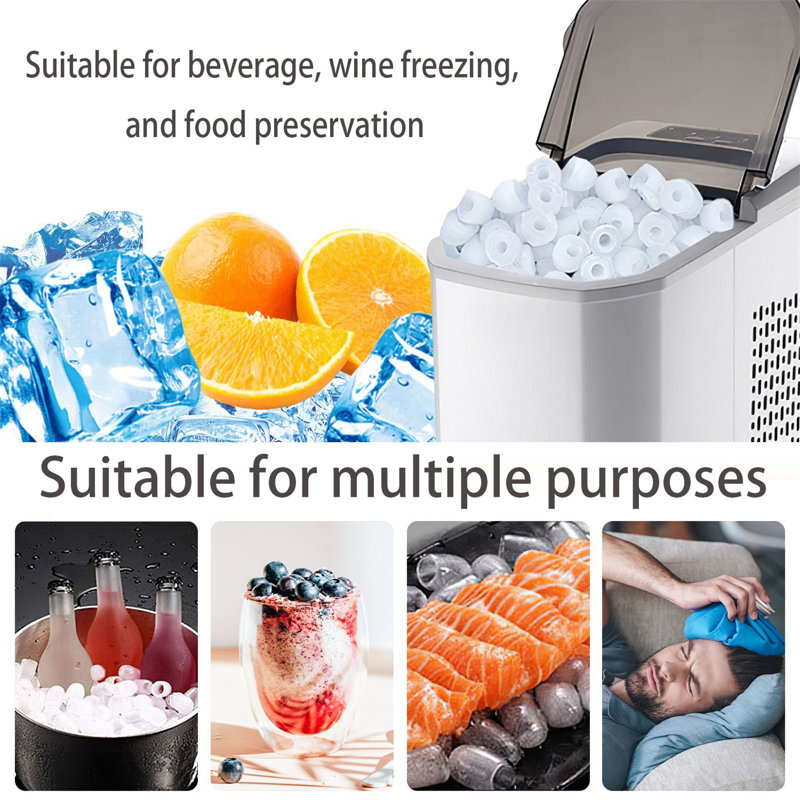 ZONSE 33 Lb. Daily Production Bullet Clear Ice Freestanding Ice Maker
