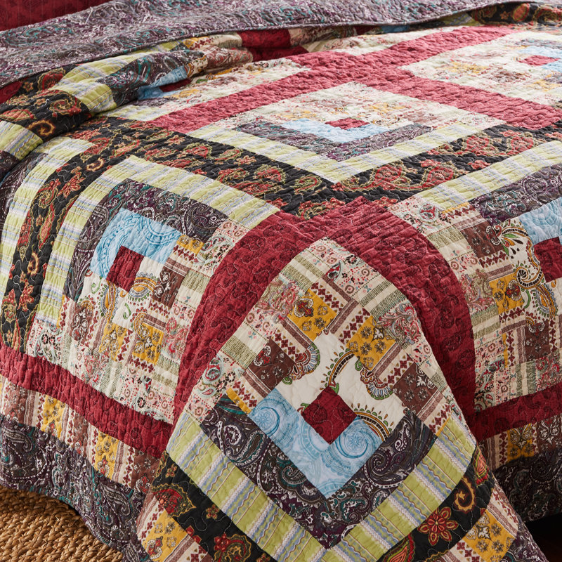 Colorado Lodge Multicolor Cotton Reversible Full Quilt Set