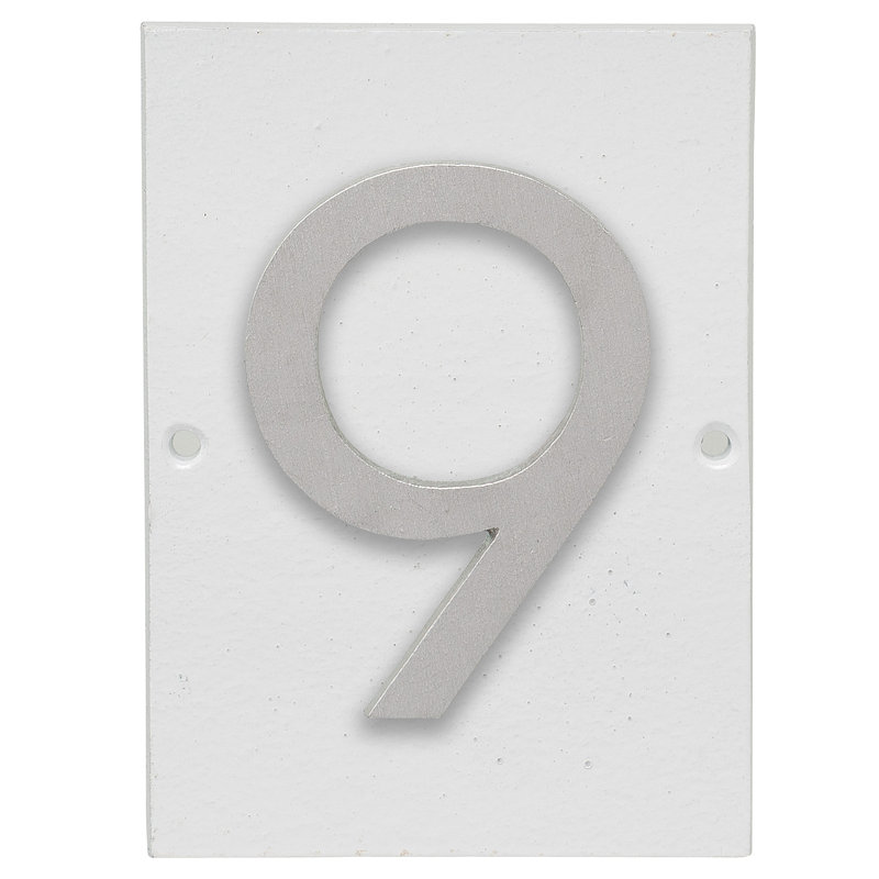Plaque d’adresse murale sur 1 ligne flottante, Blanc, Aluminium brossé, Oui