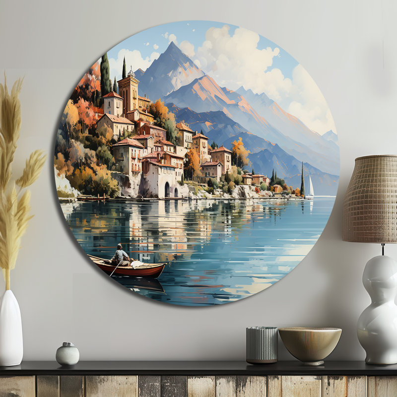 Nimmons - Paysages d'art rond en métal, H 16 po x l 16 po