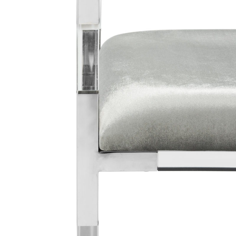 Banc rembourré Chantai, Transparent / Argent
