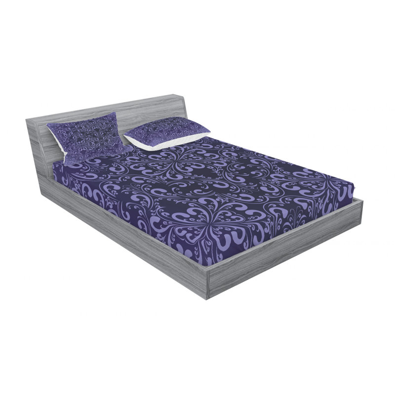 Microfiber Floral Sheet Set, Queen Sheet Set with 2 Pillowcases