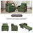  87'W 3-In-1 Convertible Chair Linen Sleeper with Adjustable Backrest and Storage Bag Set Of 2-2002382890