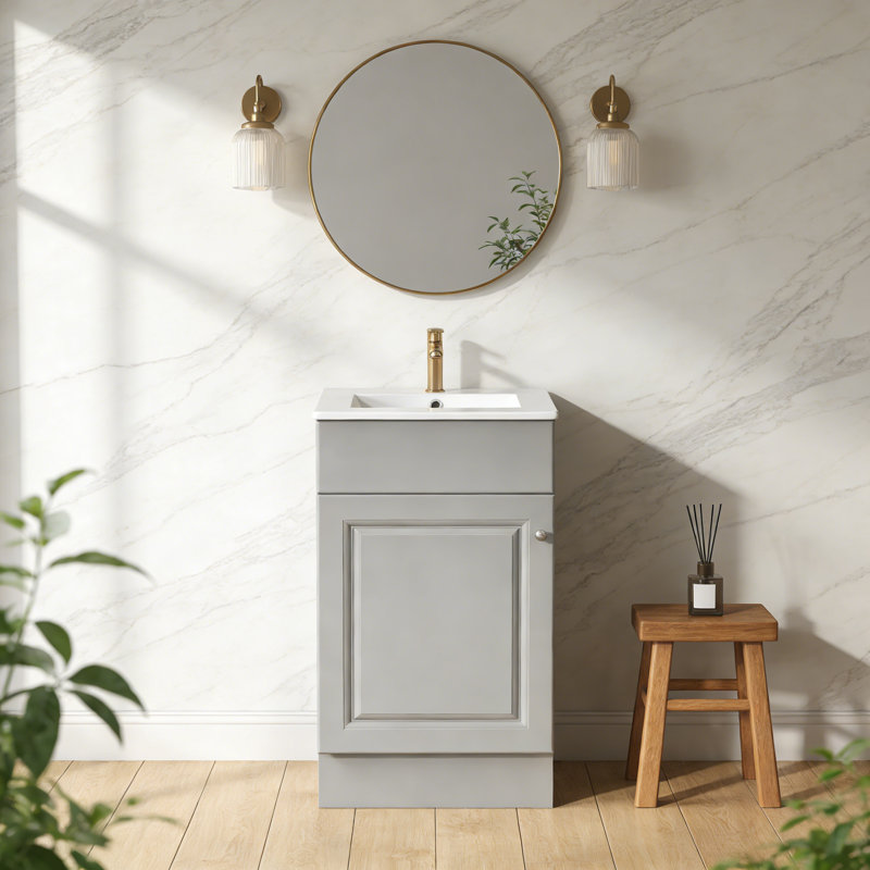 18" Bathroom Vanity with Sink, Gray, Silver
