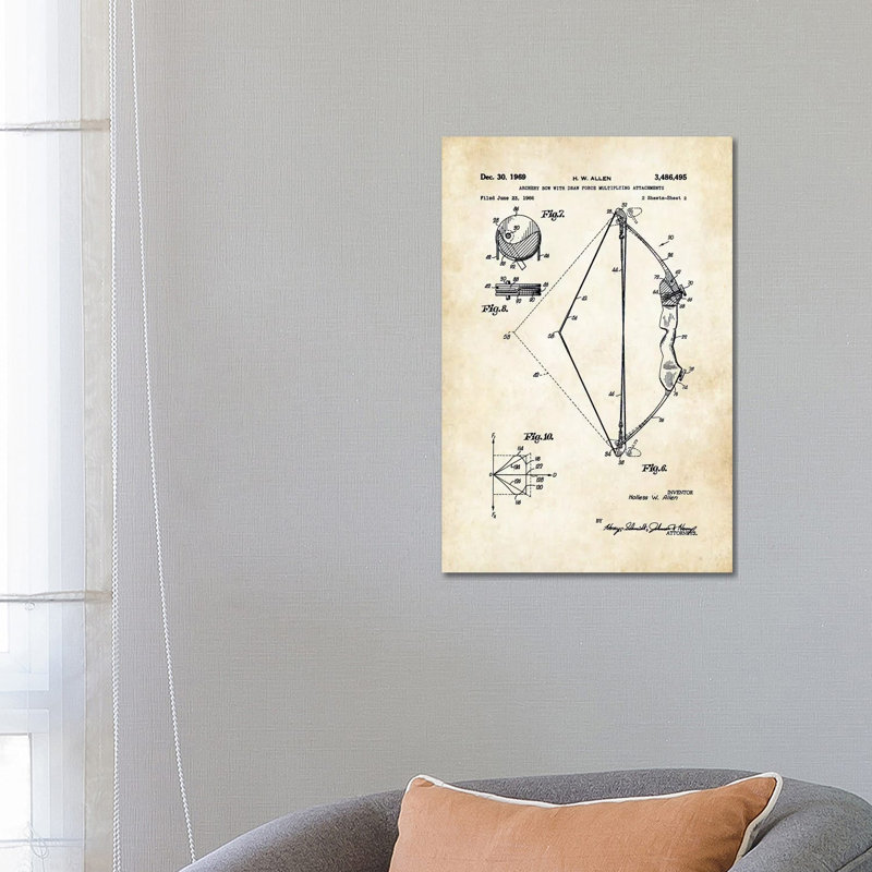 Compound Bow by Patent77 - Wrapped Canvas Gallery-Wrapped Canvas Giclée, 66.04 cm H x 45.72 cm W x 3.175 cm D