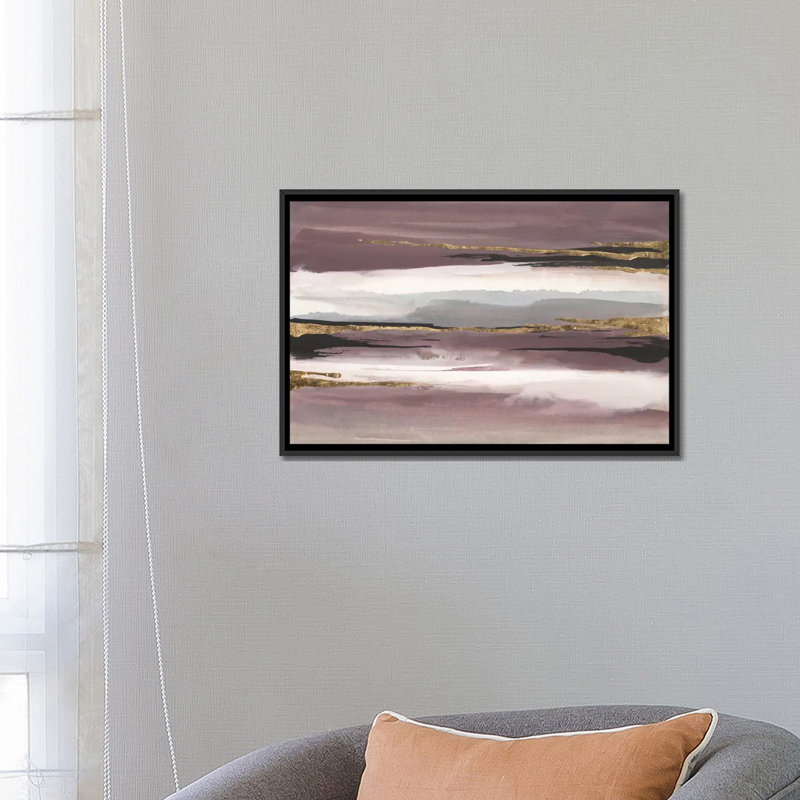 Gilded storm ii, peinture sur toile tendue, Toile encadrée noire, H 18 po x l 26 po x P 1 po, Pas de tapis