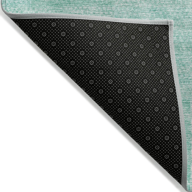 3' X 5' Teal Blue Aqua And Ivory Striped Washable Indoor Outdoor Area Rug