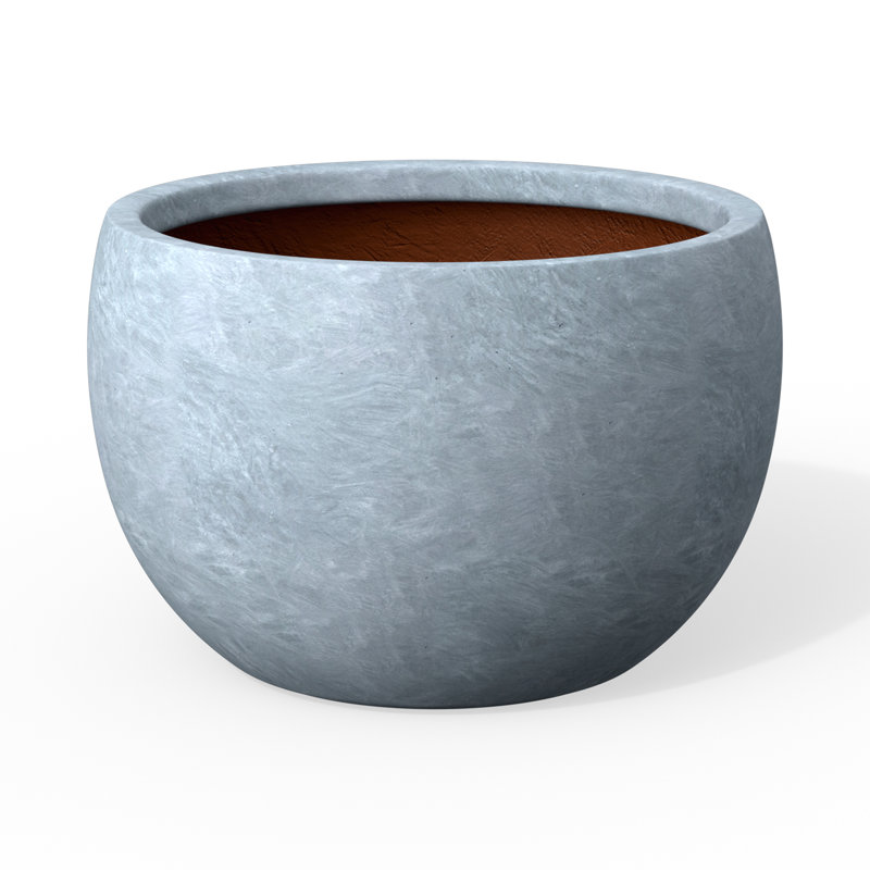 Highwoods Cement Pot Planter, 13" H x 19" W x 19" D, Cool Slate (Upgraded Interior)