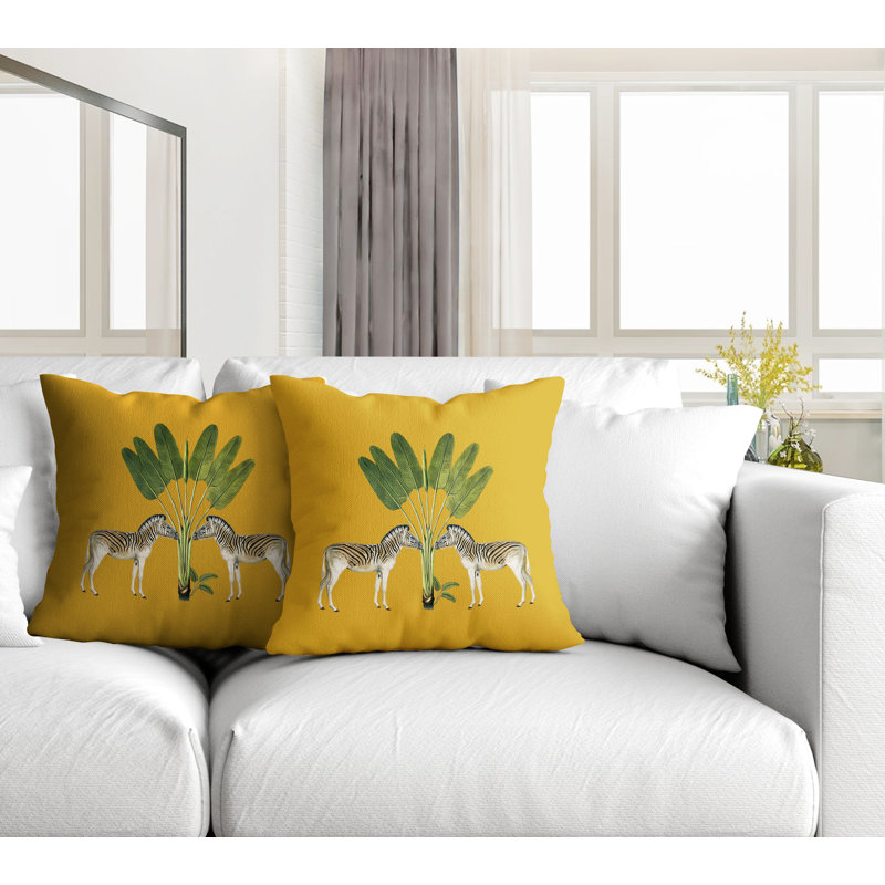 Housse et insert de coussin carré intérieur / extérieur , L 15 po x H 15 po, Jaune