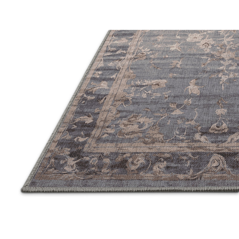 Machine Washable Gray Area Rug, Runner 2' x 5'