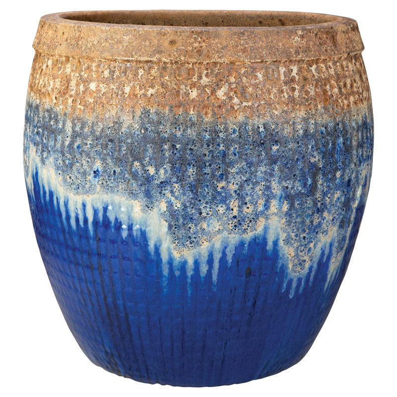 Pot à fleurs 21 po Centurian - Terre antique sur fond bleu, H 22 po x l 21 po x P 21 po
