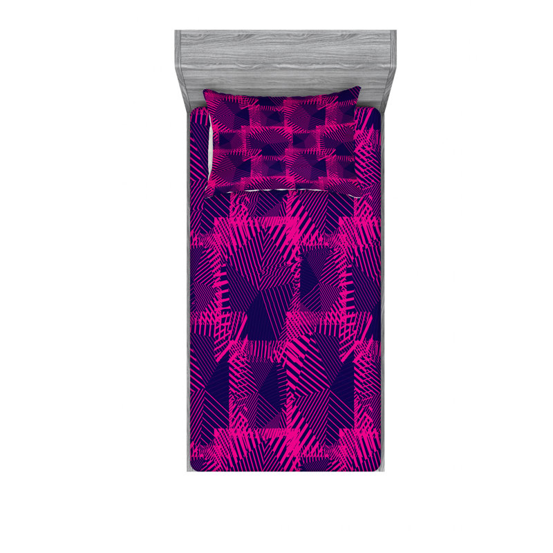 Microfiber Sheet Set, Twin Sheet Set with 1 Pillowcase, Geometric